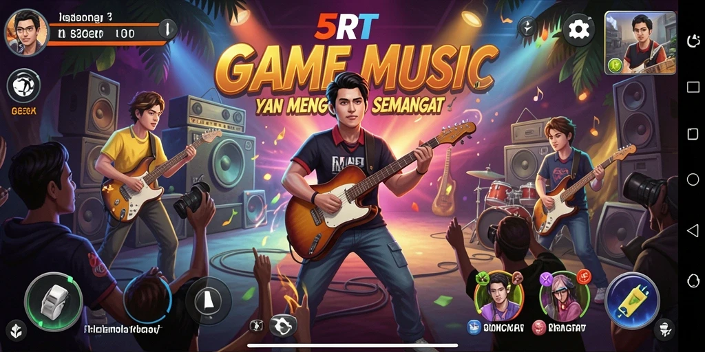 Screenshot gameplay 5RT menampilkan pemain menikmati musik dan tantangan vokal.