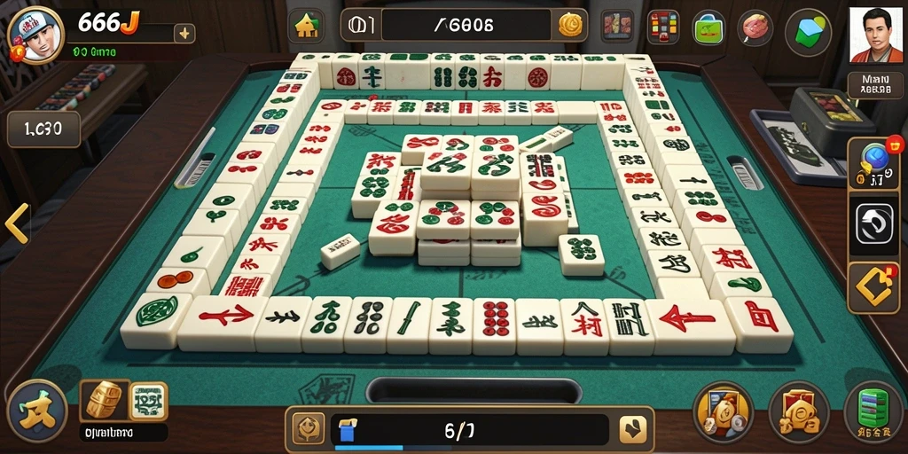 Tangkapan layar dari gameplay Mahjong di 666J yang menampilkan tantangan seru.