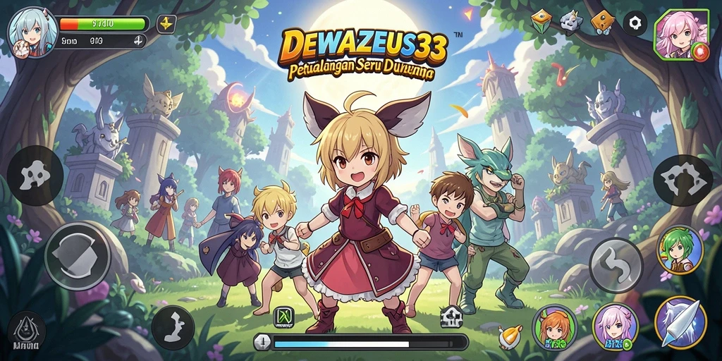 Tampilan seru gameplay DEWAZEUS33 dengan karakter Anime.