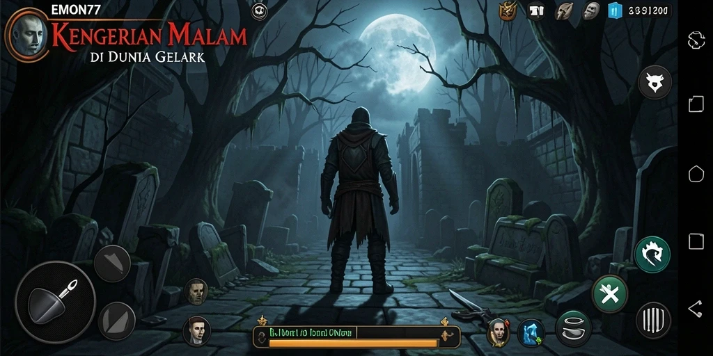 Tampilan gameplay yang menyeramkan dan atmosfer mencekam.