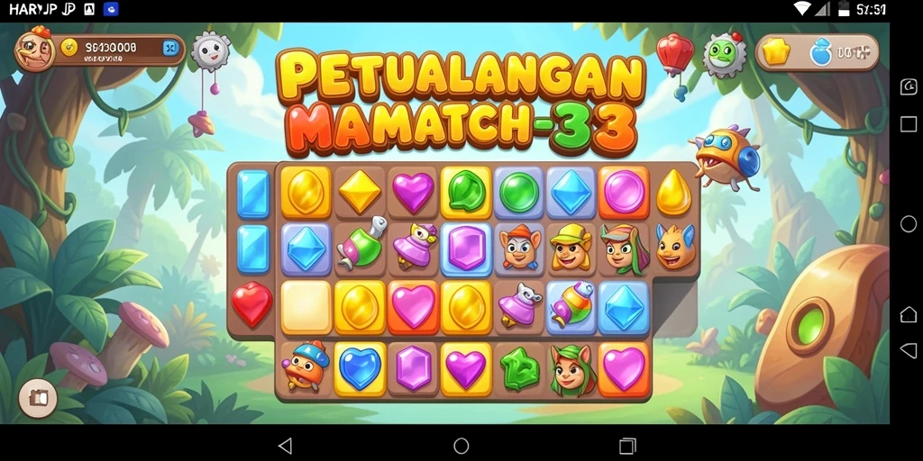 Tampilan menarik gameplay HARAPJP di level Match-3.