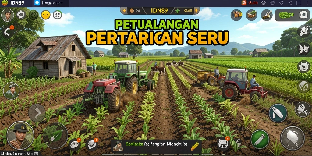 Screenshot gameplay menampilkan aktivitas bertani yang seru di IDN89.