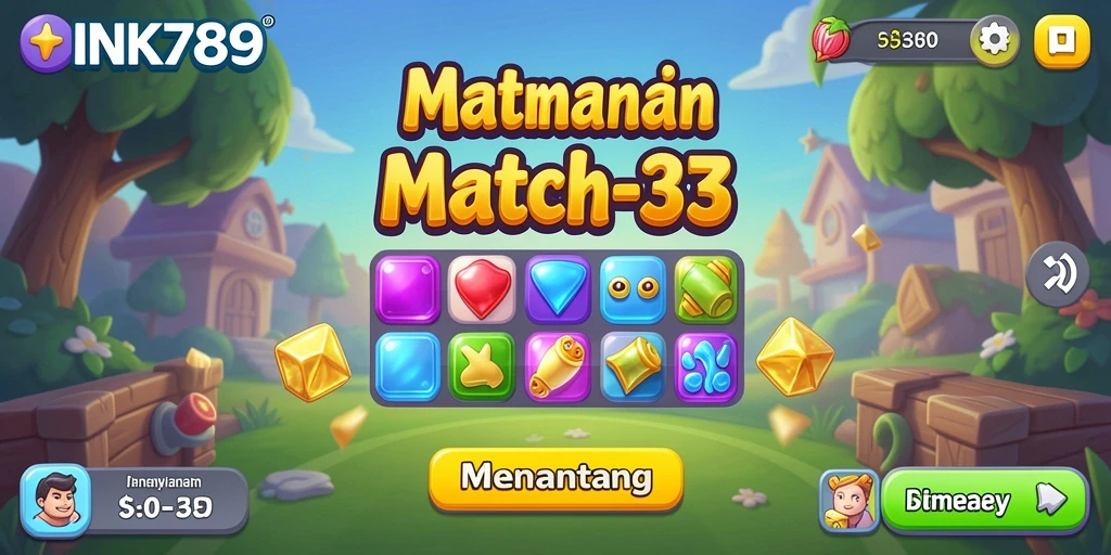 Tampilan seru gameplay INK789 dengan kombinasi objek Match-3.
