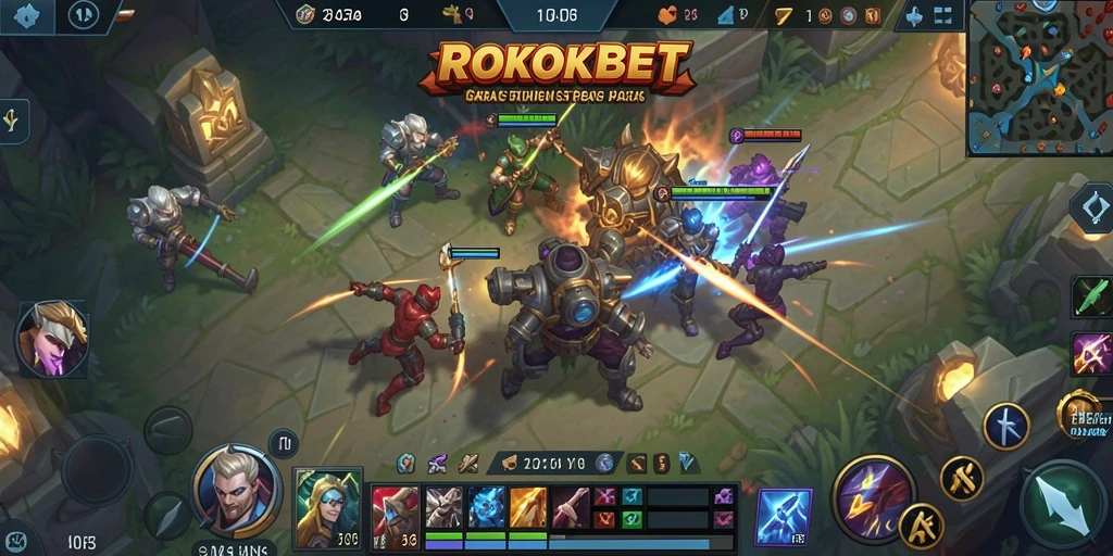 Gameplay seru dari ROKOKBET yang menampilkan aksi MOBA.